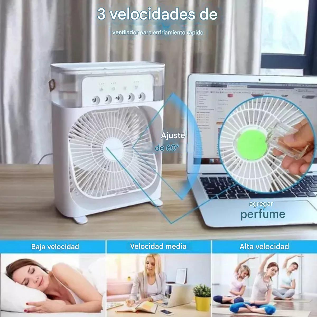 Ventilador Usb Porta Agua Con Luz Y Temporizador
