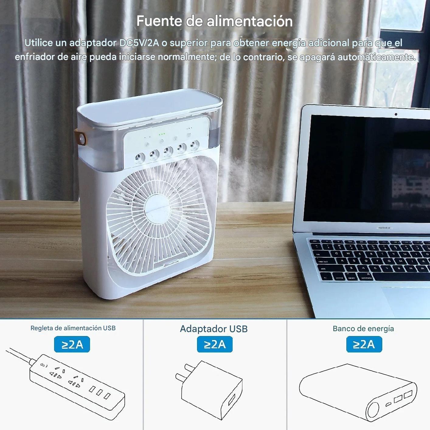Ventilador Usb Porta Agua Con Luz Y Temporizador