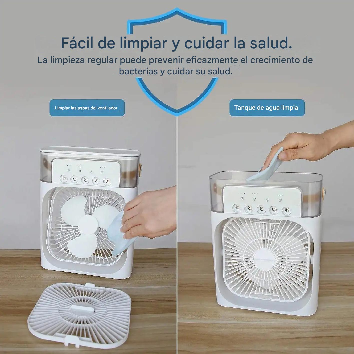 Ventilador Usb Porta Agua Con Luz Y Temporizador