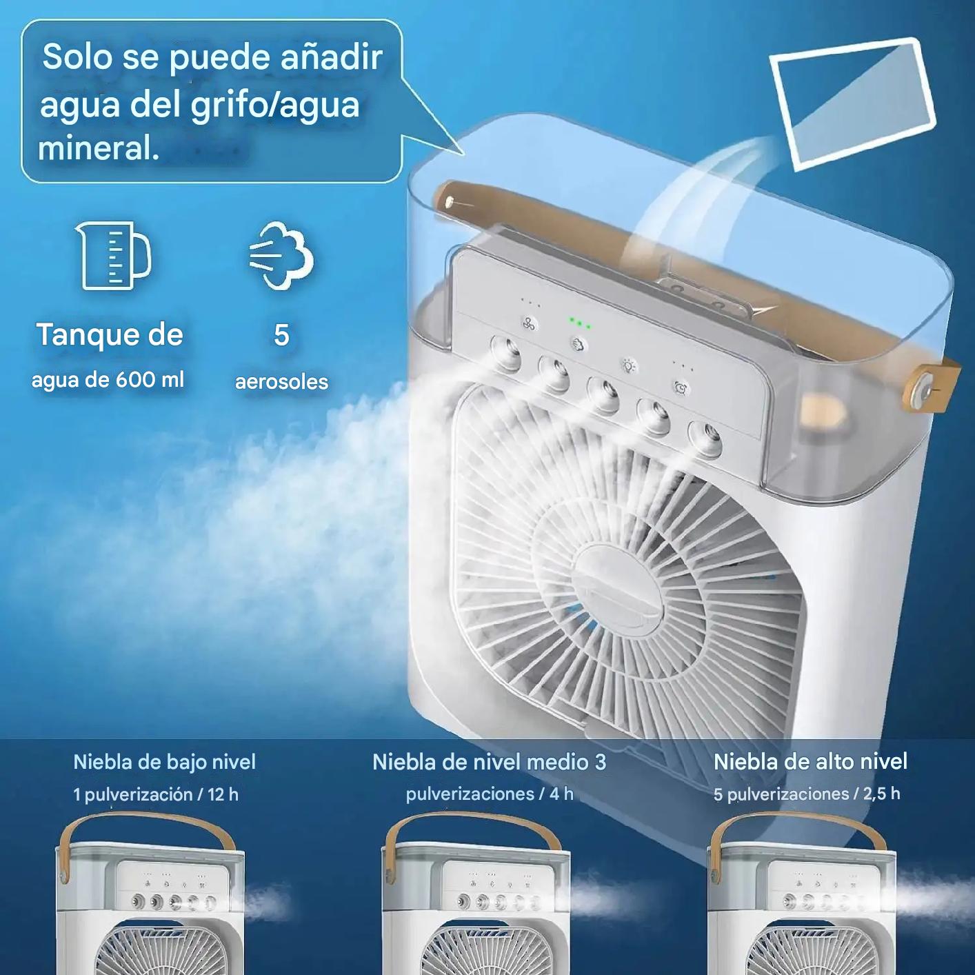 Ventilador Usb Porta Agua Con Luz Y Temporizador