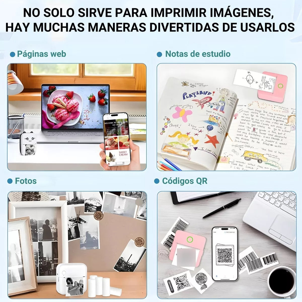Rollo Repuesto Mini Impresora Térmica x 5 Unidades