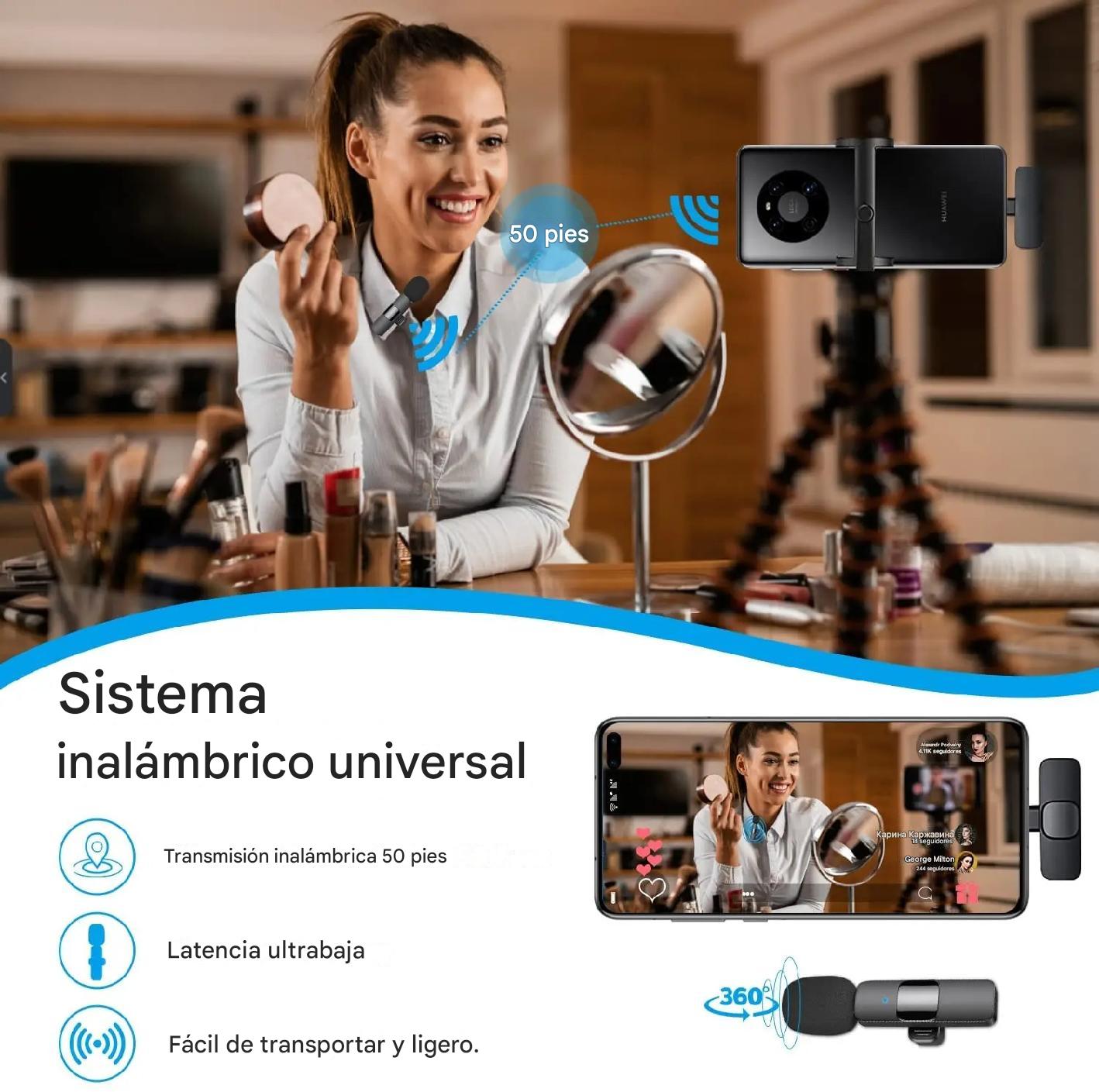 Micrófono Corbatero Inalámbrico X2 USB Tipo C Android
