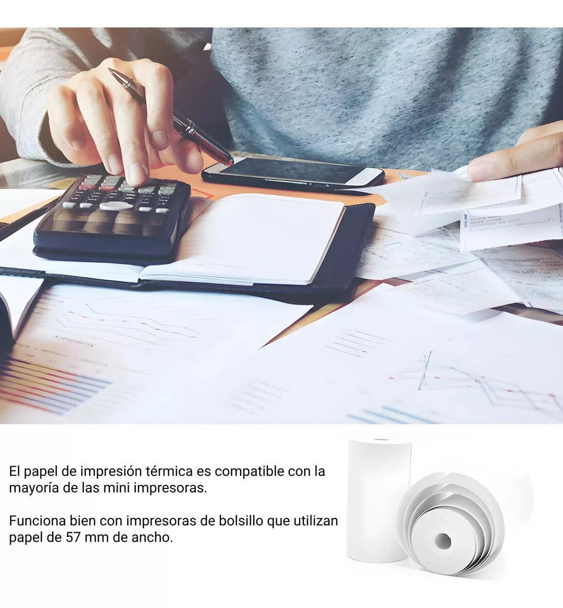 Rollo Repuesto Mini Impresora Térmica x 5 Unidades