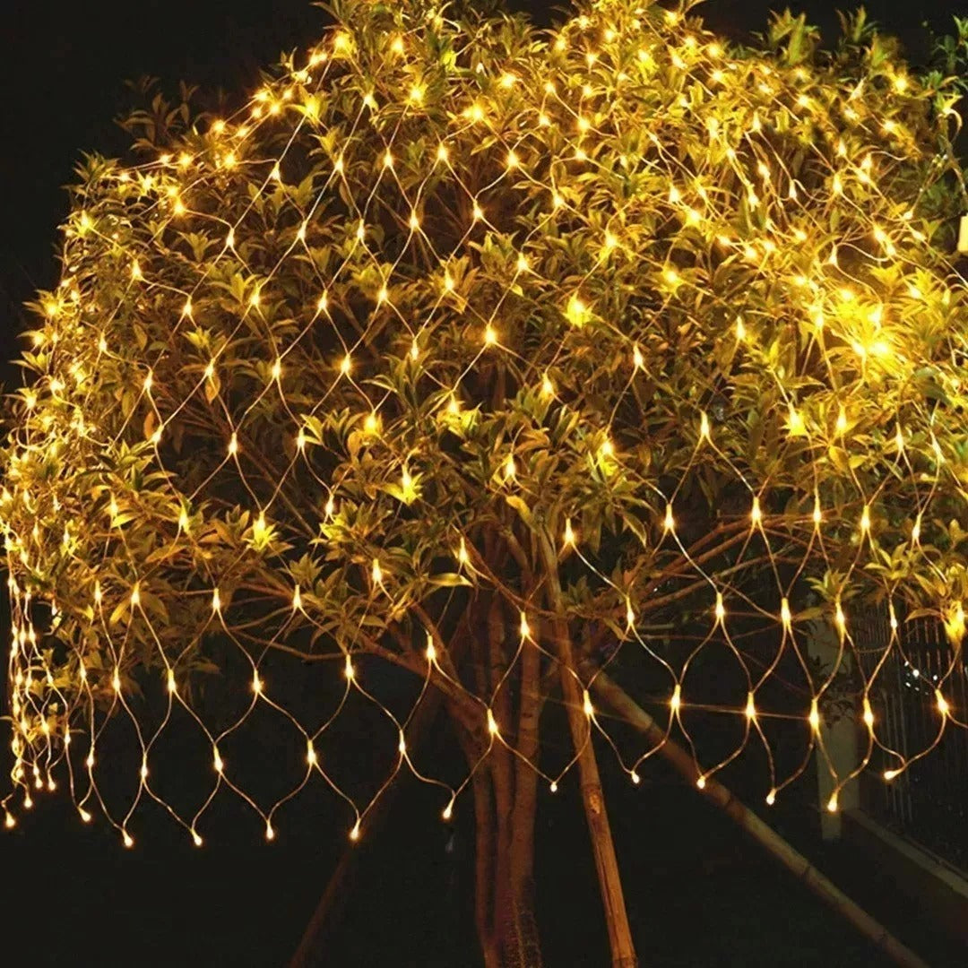 Red Guirnalda Cortina Led De 2x2mts Cálido 144