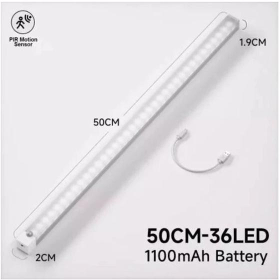 Barra LED Con Sensor De Movimiento Recargable USB 50cm