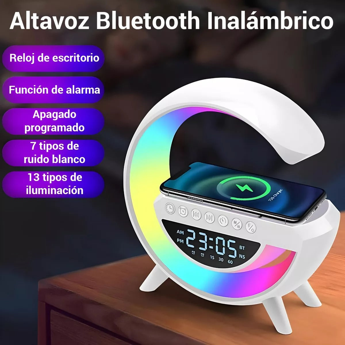 Radio Reloj Despertador Cargador Inalámbrico