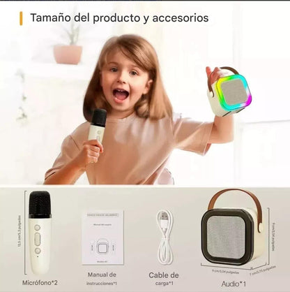 Parlante Mini Con 2 Micrófonos