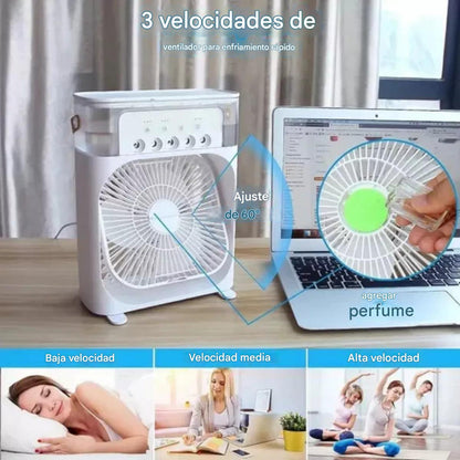 Ventilador Usb Porta Agua Con Luz Y Temporizador