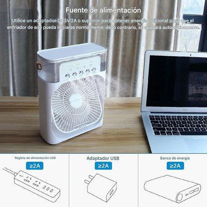 Ventilador Usb Porta Agua Con Luz Y Temporizador