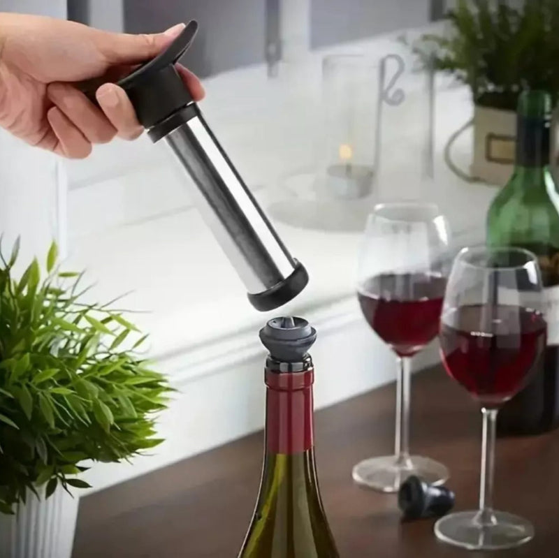 Bomba Vacío Para Botella De Vino Con 2 Tapones