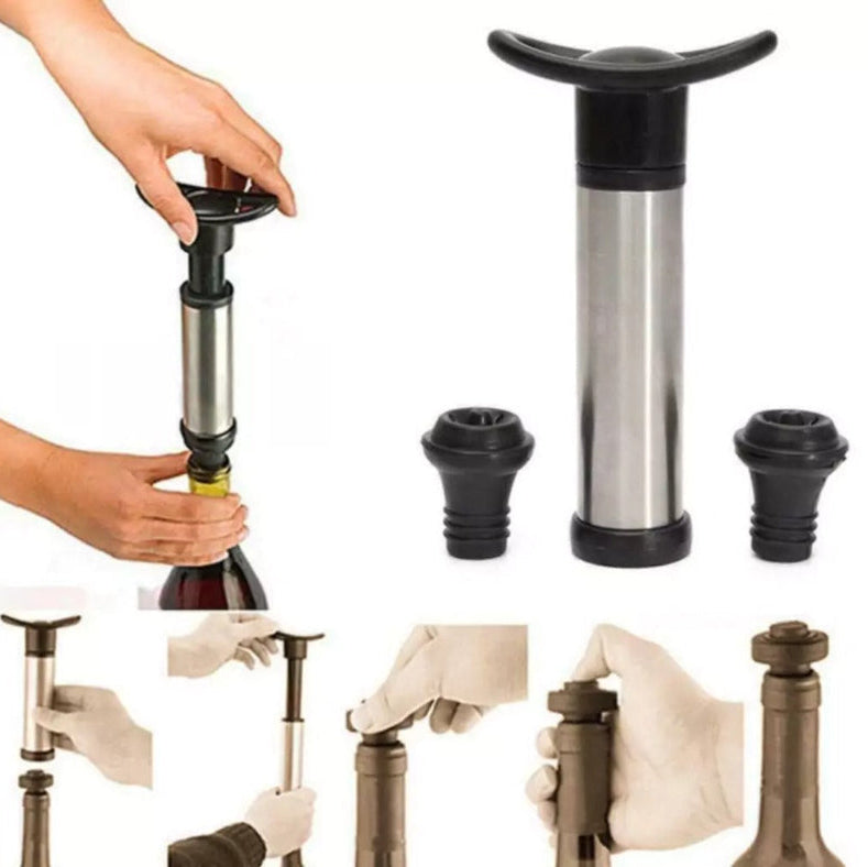Bomba Vacío Para Botella De Vino Con 2 Tapones