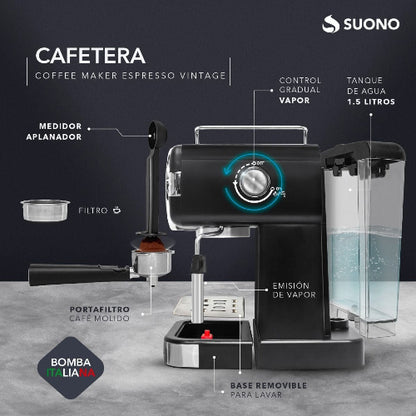 Cafetera Espresso Vintage Suono 1.5 L