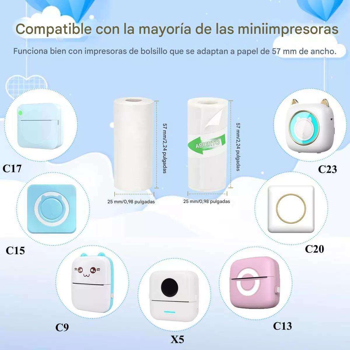 Rollo Repuesto Mini Impresora Térmica x 5 Unidades