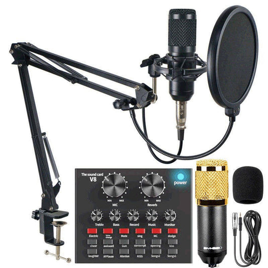 Micrófono Condenser Profesional + Placa Para Streaming