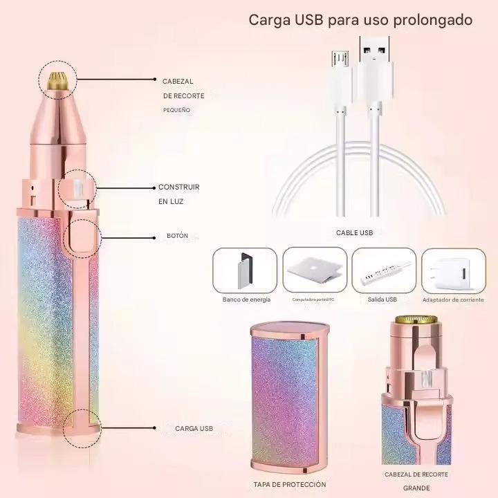 Depilador Facial Vello Cejas Corporal 2 En 1 Recargable