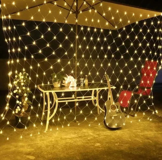 Red Guirnalda Cortina Led De 2x2mts Cálido 144
